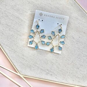 Kendra Scott Camry Gold Open Frame Drop Earrings in indigo Watercolor Illusion